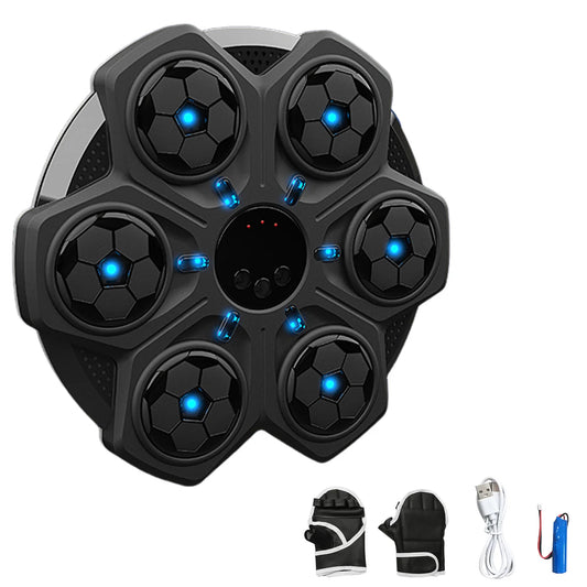 Smart Music Boxing Machine - Muurtrainer met Bluetooth & LED Verlichting - Instelbare Snelheid & Ritme - Boksdoel voor Kinderen & Volwassenen - Zwart