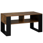 Sidetable - Wandtafel - Haltafel - Wandtafel Sidetable - Side Table - Sidetable Industrieel - Sidetable Hout - Thee en Koffietafel - met Opbergruimte - 2 Open Compartimenten - Vintage Stijl - Salontafel - voor Woonkamer Slaapkamer - Rustiek Bruin