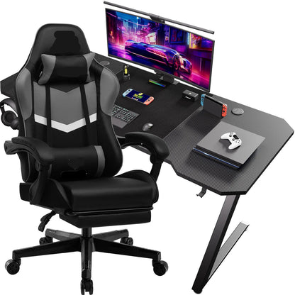 Gamingbureau – Game Bureau – Computertafel – Gaming Desk – Computer Bureau – Ergonomisch Design – Met Gedraaide Bureaustoel