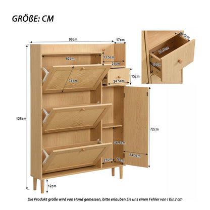Schoenenkast – Schoenenrek – Schoenenopberger – Schoenenmeubel – Verstelbare Planken – 15-20 Paar – MDF Met Houten Details - Wit