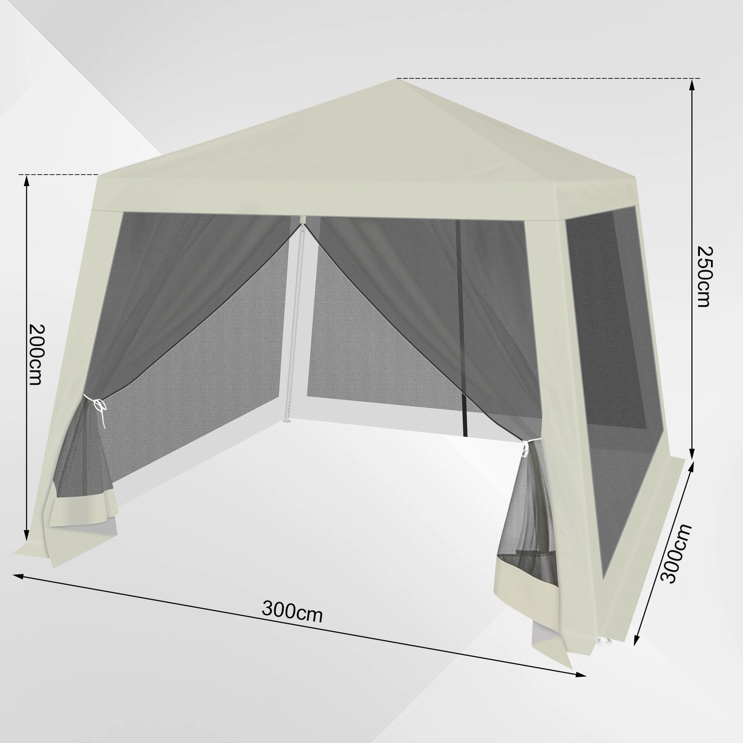 Tuinpaviljoen - met Muskietennet – Partytent - 3x3m - Kap - Waterdichte - Partytent - met Gaaswanden – Pergola voor Terras - Tuin of Feestjes Buiten - Beige