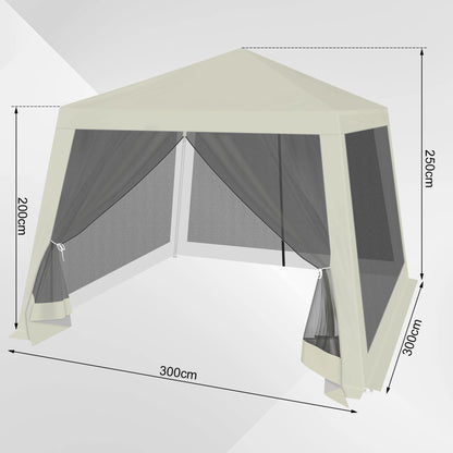 Tuinpaviljoen - met Muskietennet – Partytent - 3x3m - Kap - Waterdichte - Partytent - met Gaaswanden – Pergola voor Terras - Tuin of Feestjes Buiten - Beige