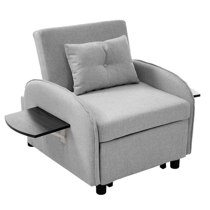 Slaapbank - Slaapstoel - Logeerbed - Klapstoel - Opvouwbare Eenpersoonsbank - Met Bedfunctie - Drievoudig Verstelbare - Opklapbaar - 123 x 74-167 x 78 cm - Grijs