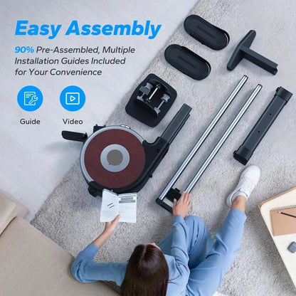 Roeimachine - Magnetische Roeitrainer - Roeiapparaat - App - Bluetooth - Dual Rail Systeem - Elektromagnetische Weerstand - 16 Weerstandsniveaus - Dual Rail Systeem - Stil & Krachtig - 160 kg Belastbaar