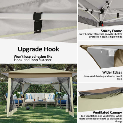 Paviljoen – Tuinpaviljoen – Partytent – Overkapping – Schaduwdoek – Waterafstotend – UV-Bescherming - 3 x3 Meter - Bruin - QUORE