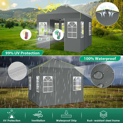 Pop-Up Tent – Vouwtent – Evenemententent – Marktkraamtent – Waterdicht Oxford Doek – UPF 50+ Bescherming – Verstelbare Hoogte - 3 x 3 m - Grijs