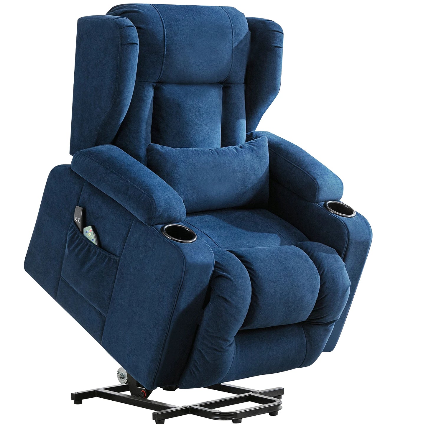 Sta op stoel – Relaxfauteuil – Elektrische Stoel – Relaxstoel – Massagefauteuil – Blauwe Stoffering – Elektrische Massagefunctie – Verstelbare Rugleuning