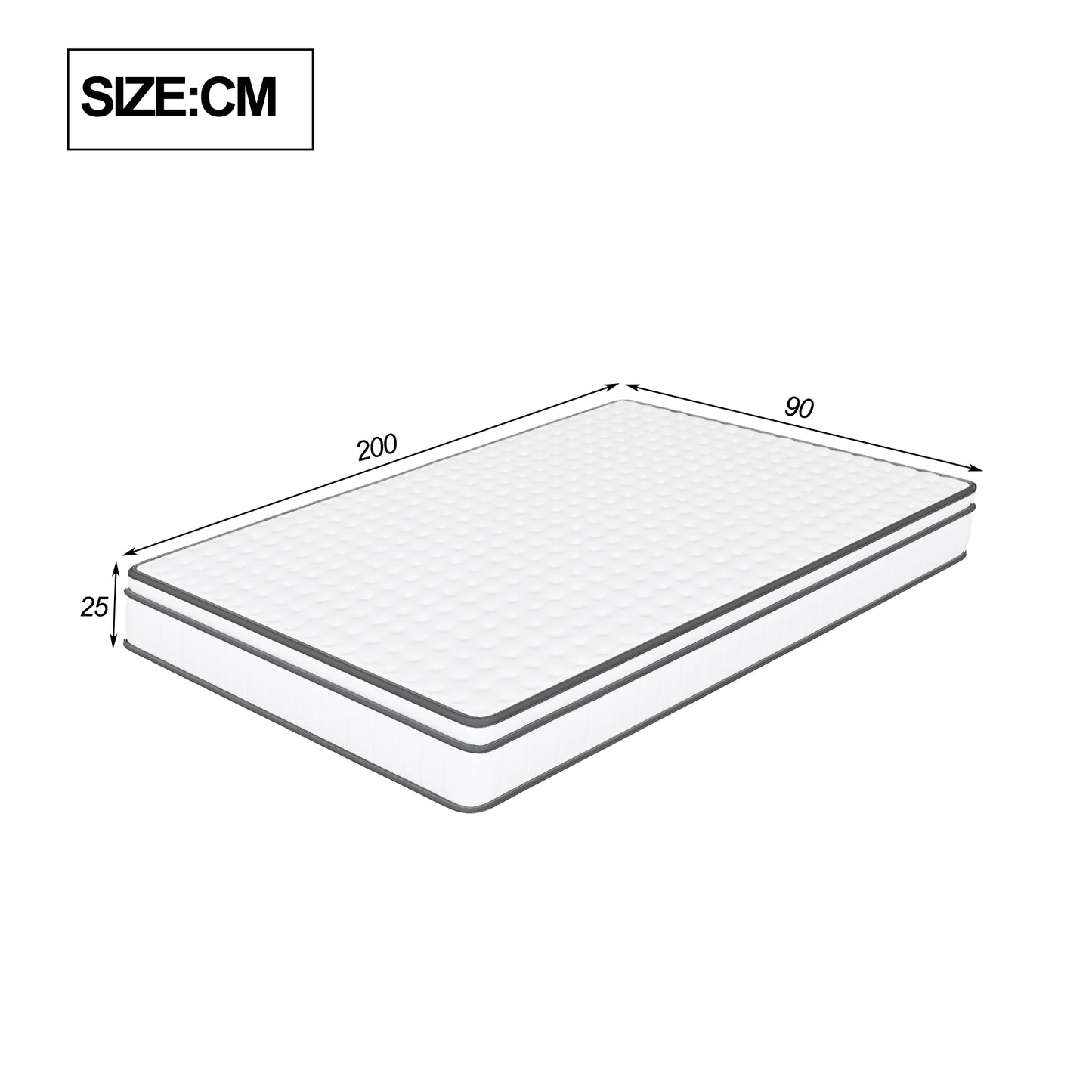 Matras 90 x 200 cm – Pocketvering Matras – Eenpersoonsmatras – Memory Foam Matras – Slaapmatras – Medium Stevig – Ademend 3D Mesh – Ergonomisch Ontwerp – Ultrastil