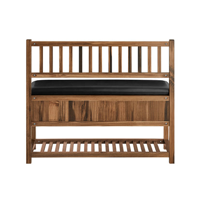 Schoenenbank – Schoenenkast – Opbergbank – Halbank – Zitbank – Koffie Kleur – Grenenhout – Zithoogte 41 cm – Draagvermogen 227 kg - QUORE