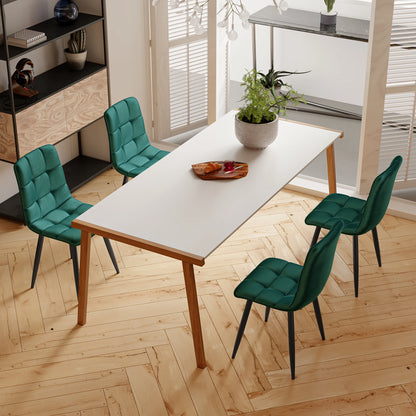 Scandinavian Backrest Kitchen Chair 4 Pece/Set Velvet Dining Room chair Upholstered Seat Makeup chair for Restaurant