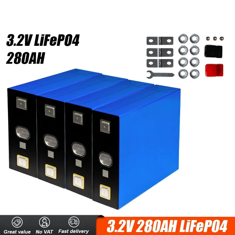 LiFePO4 Accu – Lithium Batterij – Energieopslag – Duurzame Accu – Camper Accu – 280Ah Capaciteit – Aluminium Behuizing