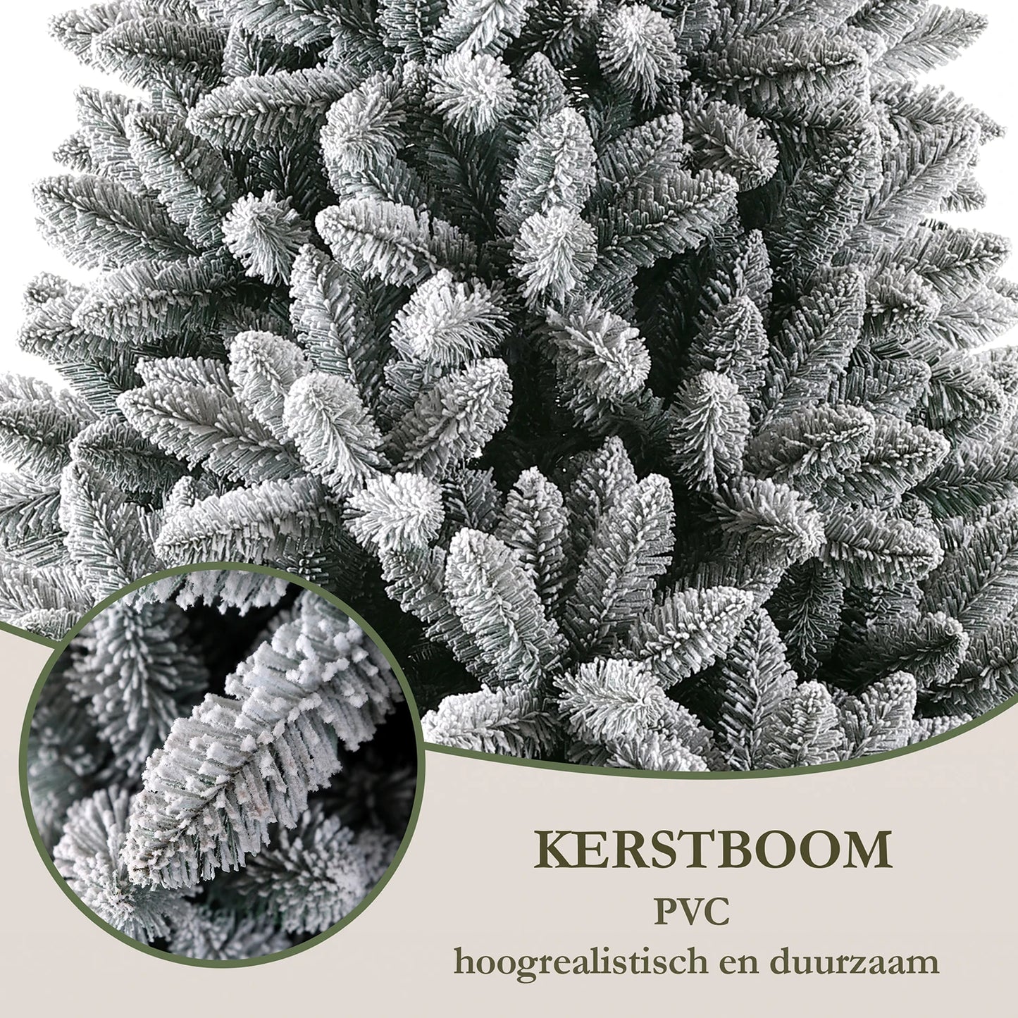 Witte Kunstkerstboom – Kunstkerstboom – Nephboom – Kerstboom Met Sneeuweffect – Winterboom – 210 cm Hoog – 100% PVC Met 1381 Takpunten & Metalen Standaard