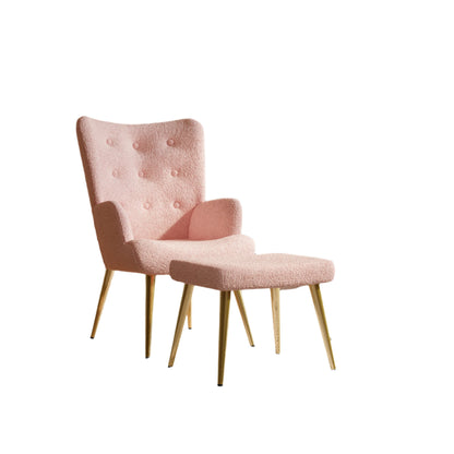 Moderne Fauteuil - Loungestoel - Relaxstoel - Met Voetsteun - Hoge Rugleuning - Armleuningen - Comfortabele - Unieke Stoelen - Geschikt Voor - Woonkamer - Lamswol - Roze
