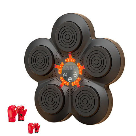 Music Boxing Machine - Music Boxing Machine voor de Muur - Interactieve Muur Boks Trainer met Bluetooth - Handschoenen voor Volwassenen en Kinderen - Zwart