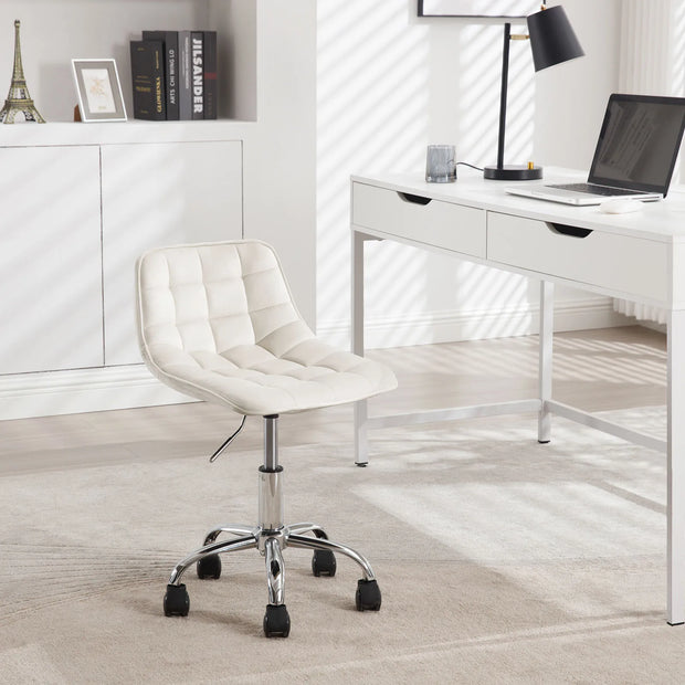 Chair - Office Chair - Dining Chairs - Adjustable Height - Comfortable - Backrest - 360° Rotation - Office - Make-up - Light Gray Velvet