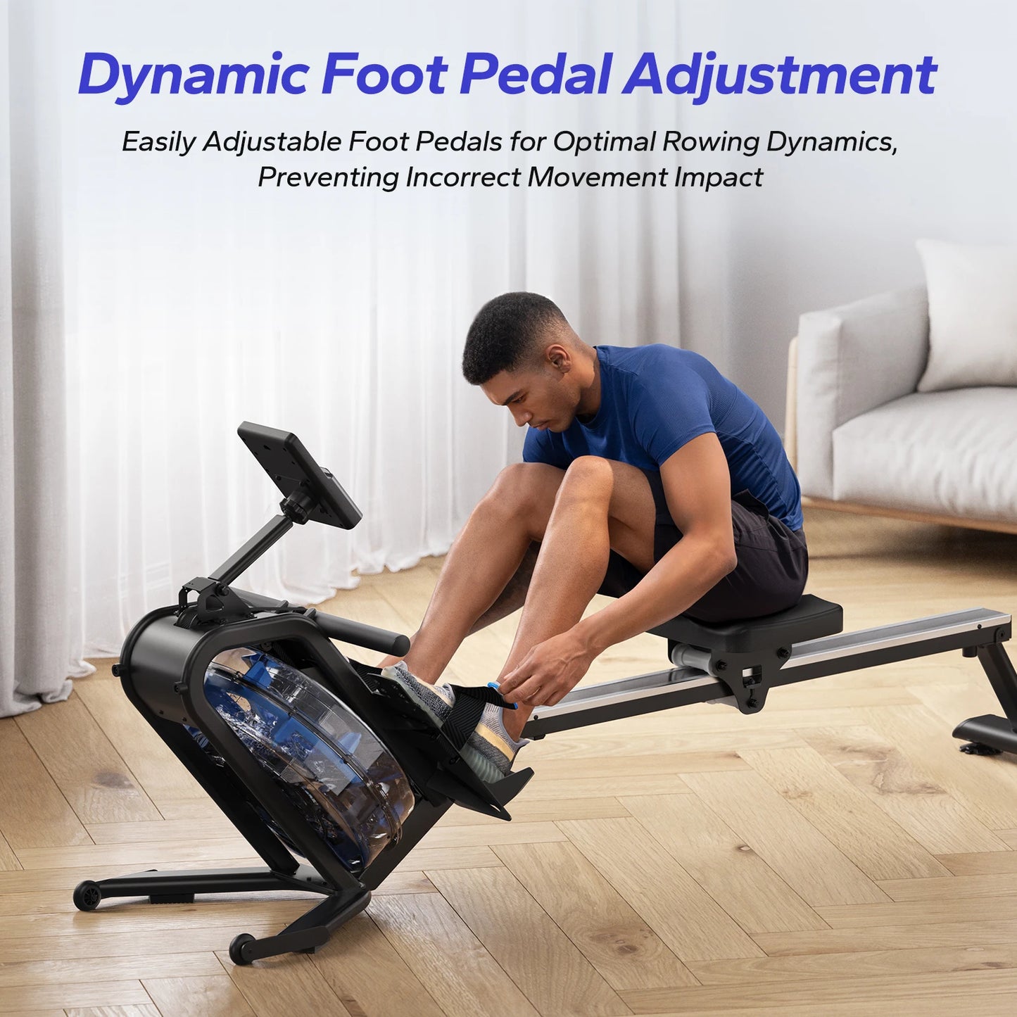 Roeitrainer – Roeimachine – Roeiapparaat – Waterroeier – Fitnessapparaat – 45° Waterweerstand 15L – Aluminium Frame
