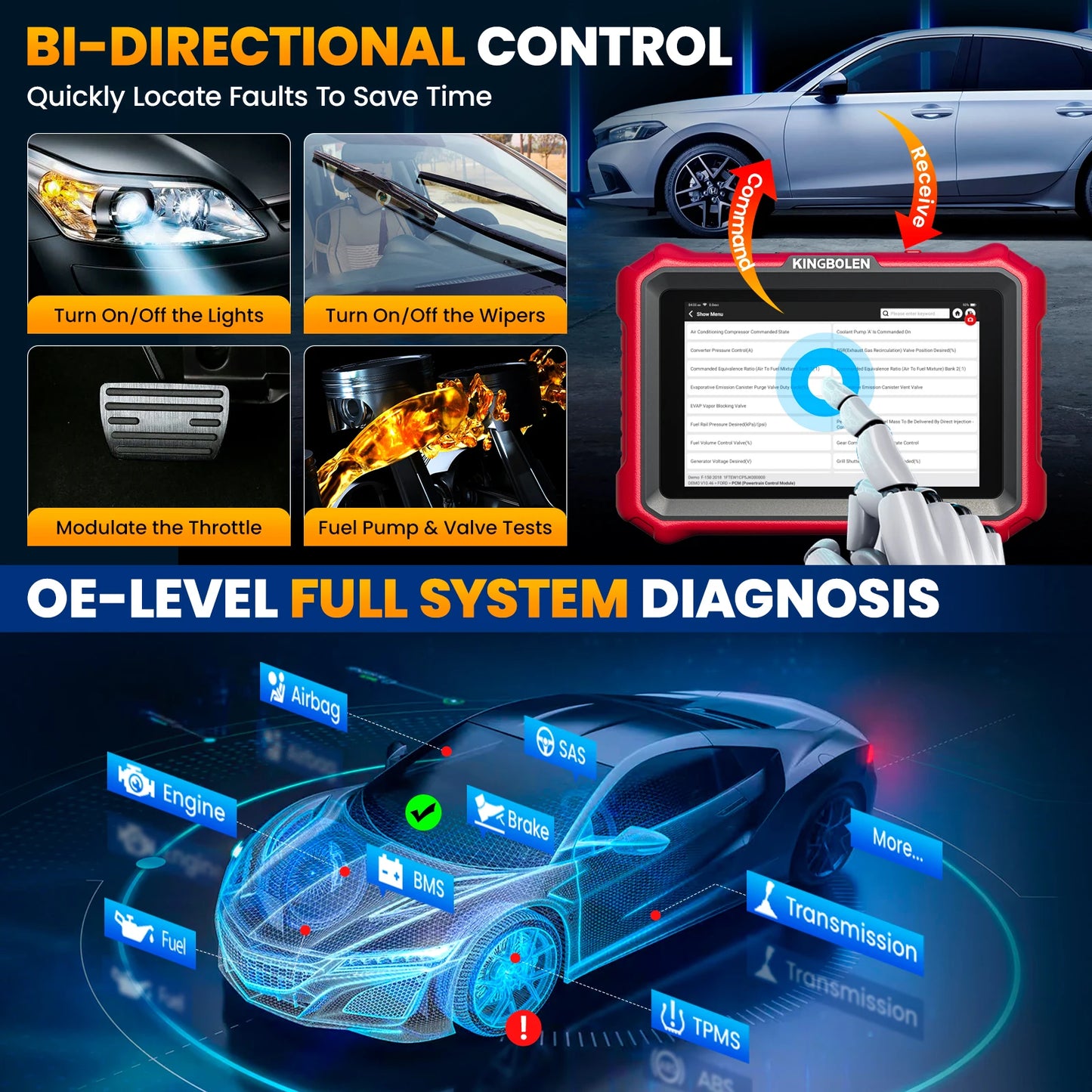 Diagnoseapparaat – OBD2 Scanner – Auto Uitleesapparaat – Codelezer – Scan Tool – Bi-directionele Controle – 34+ Resetfuncties – ECU Codering – CAN FD & DoIP Protocols - QUORE