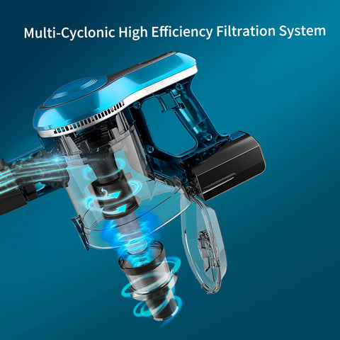 Cordless Stick Vacuum Cleaner - Stick Vacuum Cleaner - Vacuum Cleaner - Cordless Stick Vacuum Cleaner - Powerful Suction - 25kPa - 250W - 220V - 45min runtime - Cyclone Type - Blue