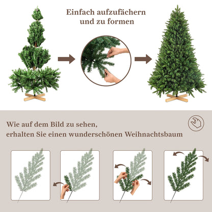 Witte Kunstkerstboom – Kunstkerstboom – Nepkerstboom – Kerstboom LED – Sneeuweffect Boom – 210 cm Hoogte – 350 Warm Witte LED’s – 1348 Takken – Duurzame PE+PVC Naalden – Inklapbaar Metalen Standaard
