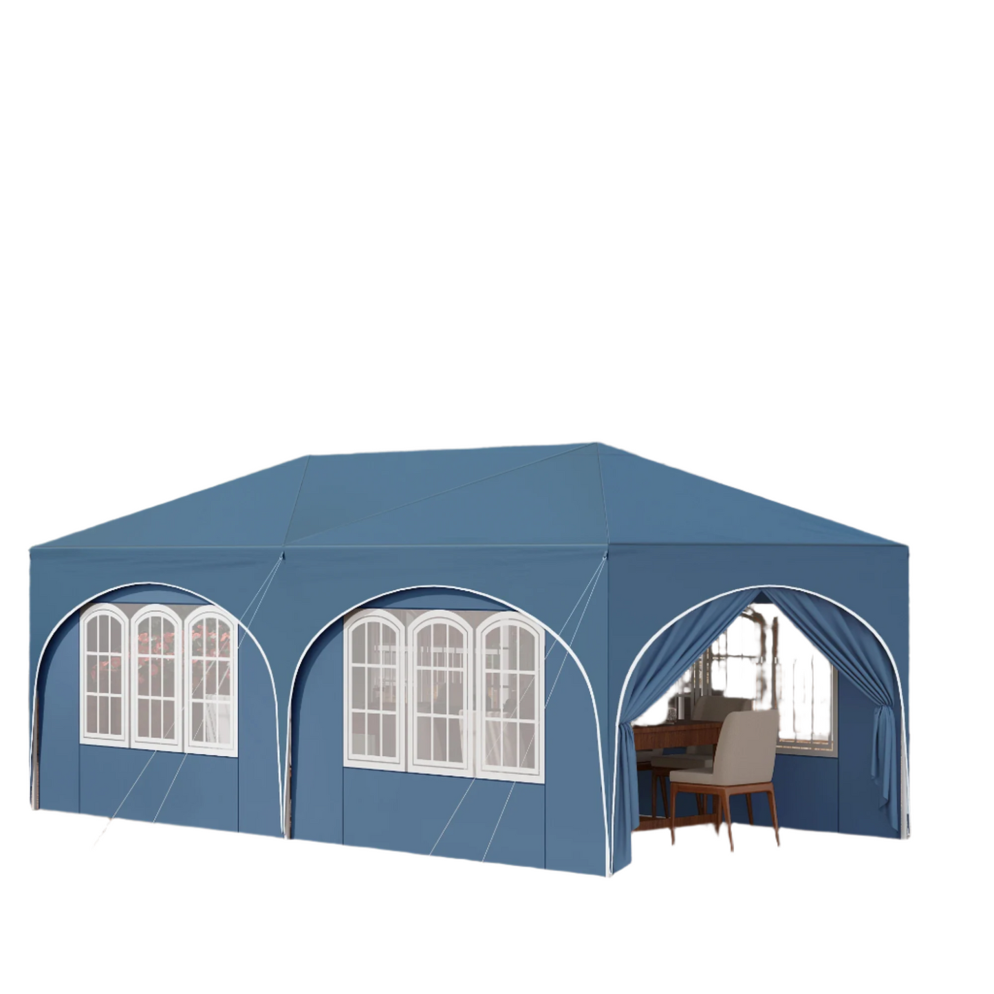 Pop-Up Tent – Tuinpaviljoen – Opblaasbare Tuintent – Buiten Shelter – 3x6 Meter – UV-Bescherming 98% – Verstelbare Hoogte - Blauw