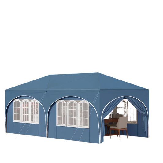 Pop-Up Tent – Tuinpaviljoen – Opblaasbare Tuintent – Buiten Shelter – 3x6 Meter – UV-Bescherming 98% – Verstelbare Hoogte - Blauw