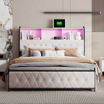 Gestoffeerd Bed – Tweepersoonsbed – Slaapbank – Bedframe – Bed met Lades – 160x200 cm – Luxe Velvet Bekleding – Hoofdbord met Opbergruimte