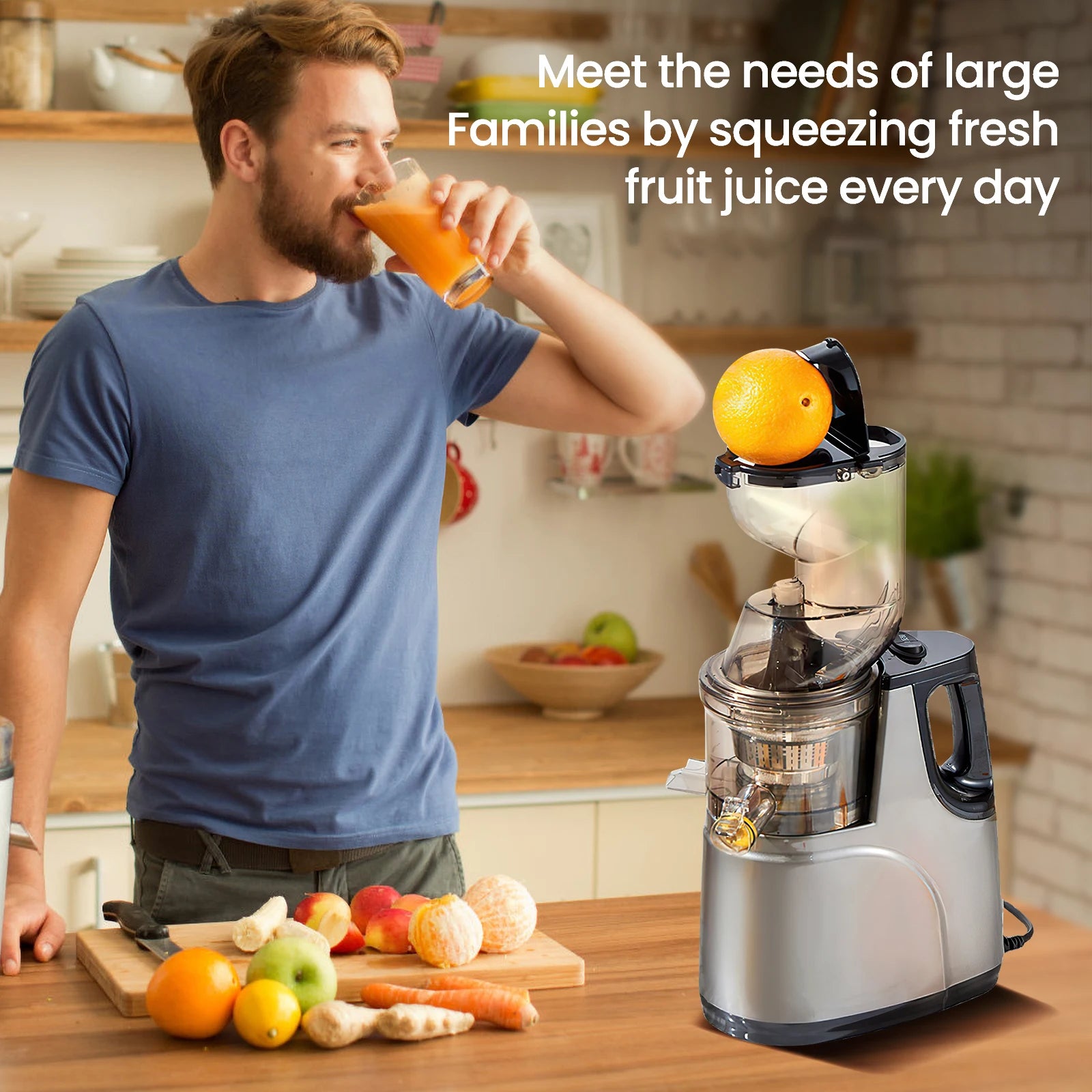 Slowjuicer - Sapcentrifuge - Cold Press Juicer - 800W - 12000RPM - Grote Vulopening - 50 dB - Masticating Juicer - Voor Groenten en Fruit - QUORE
