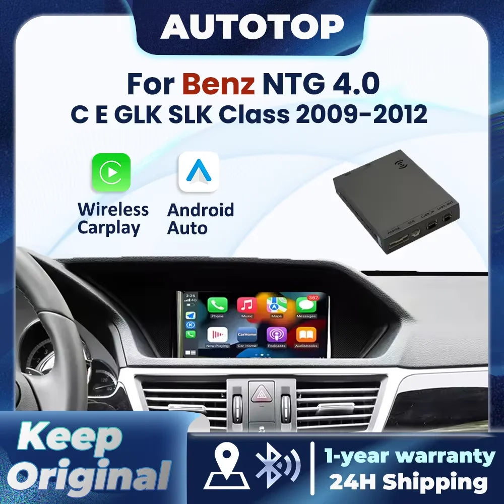 Wireless CarPlay Android Auto Decoder For Mercedes Benz NTG4.0 GLK W207 E Coupe W212 E Class W204 C Class SLK AUX BT Car Module