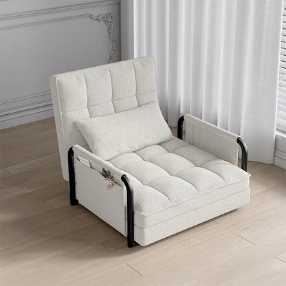 Zitzakbed – Zitzakstoel – Vloerbed – Slaapbank – Bank – Opvouwbaar – Verstelbare Rugleuning – Zijzakken – Beige