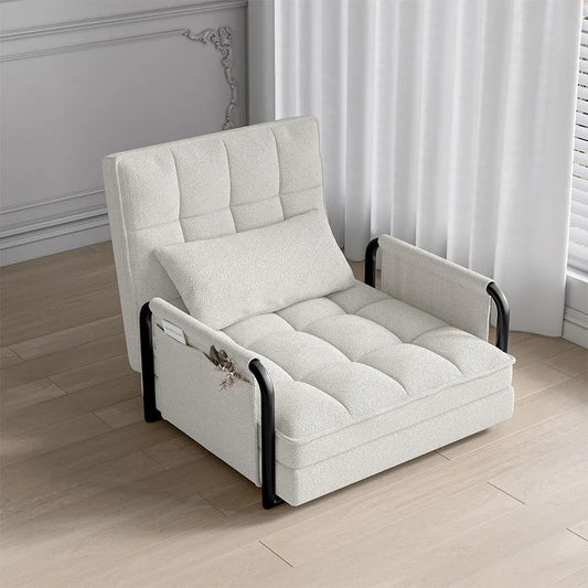 Zitzakbed – Zitzakstoel – Vloerbed – Slaapbank – Bank – Opvouwbaar – Verstelbare Rugleuning – Zijzakken – Beige