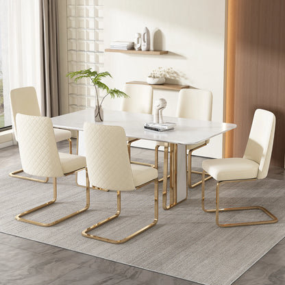 Velvet Eetkamerstoelen – Comfortabele Stoelen – Design Stoelen – Zachte Stoelen – Ergonomische Rugleuning – Stevig Metalen Frame - Beige