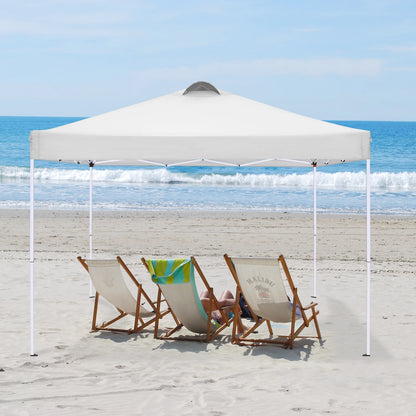 Vouwtent – Overkapping – Partytent – Schaduwdoek – Buitenpaviljoen – Waterdicht 210D Oxford – Inclusief Zijwanden Met Ramen - 3x3m - Wit - QUORE