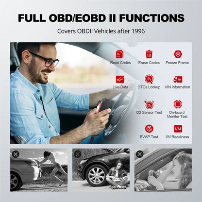 OBD Scanner - OBD2 - Auto Scanner - Auto uitlezen - Diagnose Apparatuur voor Auto's - Code Reader - Bluetooth - ABS - SRS - ECM - Auto Diagnose - Gratis Update - QUORE