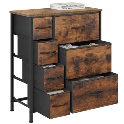 Opbergkast - Ladekast - Ladekastje - Ladenkastje - Ladenkast - Metalen Frame - 7 Lades - voor Woonkamer - Slaapkamer en Hal - Vintage Bruin Zwart
