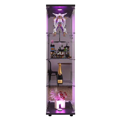 Glazen Vitrinekast – Displaykast – Vitrinekast – Collectiekast – Showcase – Wit – 4 Laags – Geïntegreerde Verlichting