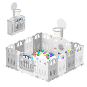 Kinderbox - Babybox - Inklapbare Babybox - Opvouwbare Babybox - Met Basketbal Hoepel - 24.1 Sq - Milky-White