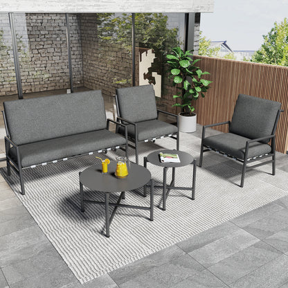 Loungeset Buiten – Tuinset – Loungesofa – Balkonmeubel – 4-Delige Set – Gegalvaniseerd Staal – Afneembare Wasbare Kussens