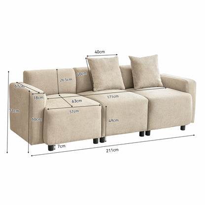 3-Zits Slaapbank – Slaapbank Driezits – Slaapbank Met Bedfunctie – Bankbed – Slaapbank Chenille – Ruime Zitbreedte 57 cm – Stevige Verhoogde Rugleuning