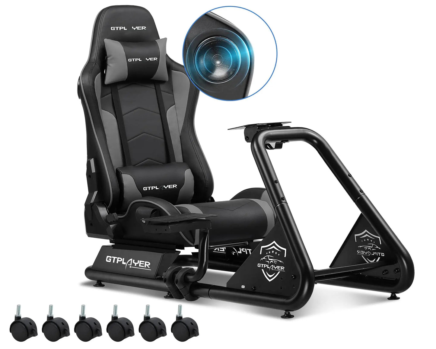 Sim Racing Cockpit – Race Simulator Stoel – Gaming Cockpit – Simulatie Racestoel – Racestoel Met Stuur – Verstelbaar – Ingebouwde 3D Speakers – Kunstleren Bekleding – Max 180 kg