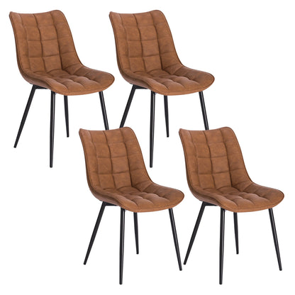 Eetkamerstoelen – Bureaustoelen – Makeup Stoelen – Stoelen Set 4 – Ergonomisch Design – Metalen Poten - Leer Lichtbruin - QUORE