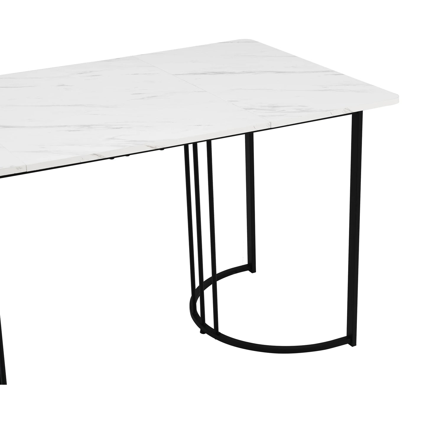 Eettafel – Tafel – Werktafel – Hobbytafel – Rechthoekige Tafel – Marmerpatroon – Verstelbare Poot - Wit