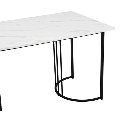 Eettafel – Tafel – Werktafel – Hobbytafel – Rechthoekige Tafel – Marmerpatroon – Verstelbare Poot - Wit