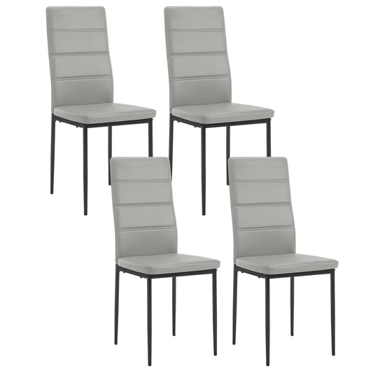 Stoel -Eetkamerstoelen - Eetkamerstoelen set van 4 - Moderne eetkamerstoel met hoge rugleuning - Fluwelen stoel - 150kg - Leer grijs