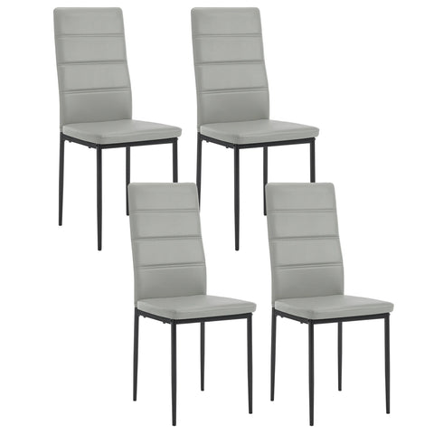 Chair - Dining room chairs - Dining room chairs set of 4 - Modern dining room chair with high backrest - Velvet chair - 150kg - Leather gray 