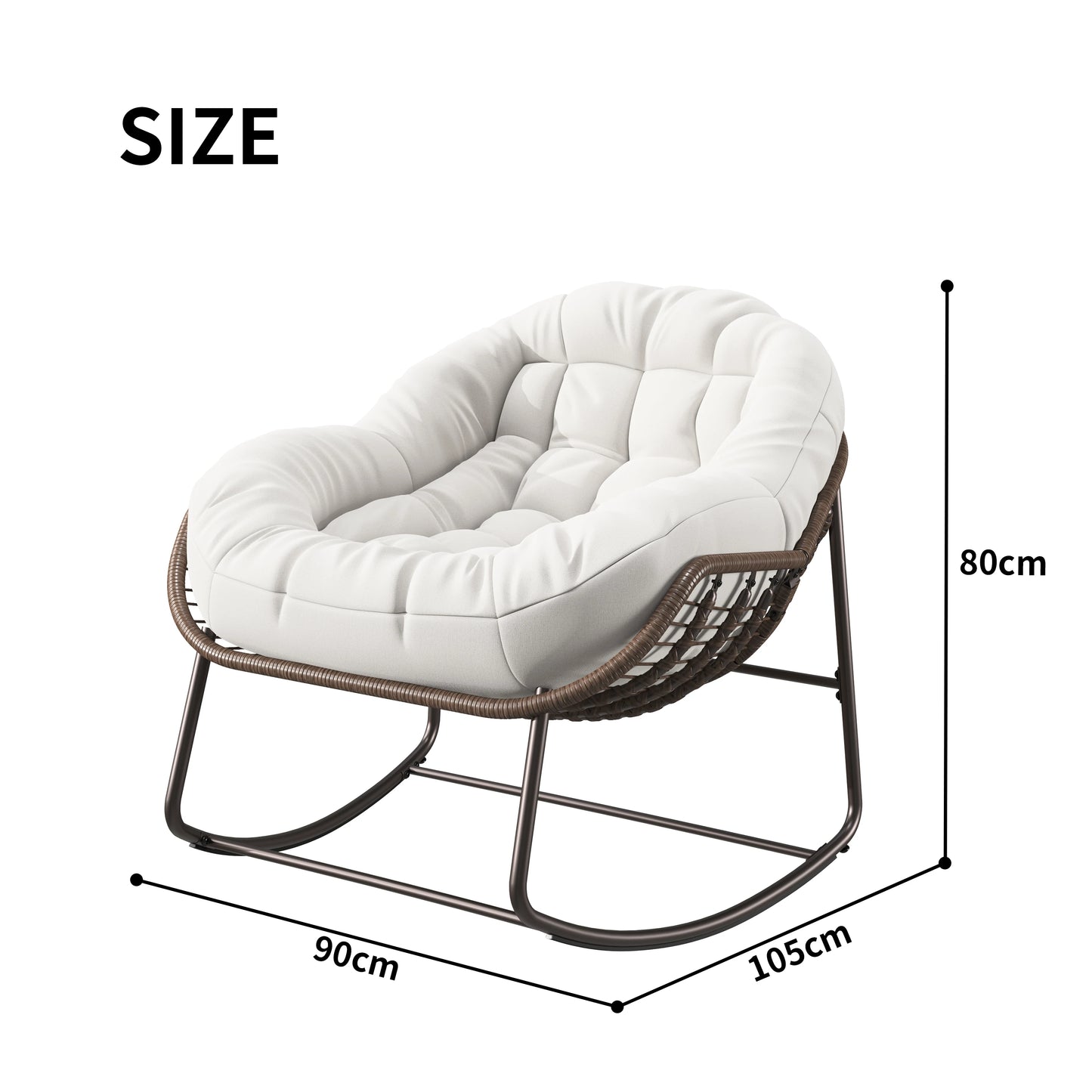 Schommelstoel – Relaxstoel – Fauteuil – Loungestoel – Wipstoel – Ergonomisch Ontwerp – Met Metalen Frame & Zacht Kussen – Oranje