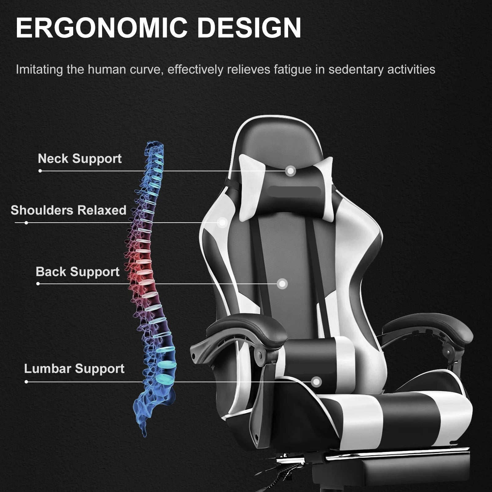 Gamingtafel – Game Bureau – Computertafel – Gaming Desk – Werktafel – Ergonomisch Ontwerp – Met Verstelbare Stoel - QUORE