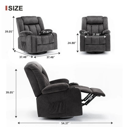 Relaxstoel – Relaxfauteuil – Verstelbare Stoel – Draaibare Fauteuil – Ligstoel – Fauteuil Met Voetsteun – Stoffen Bekleding – Maximaal 150 Kg Draagvermogen - 95.2 x 95.2 x 99.2 cm - Grijs