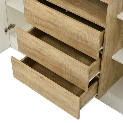 Dressoir – Sideboard – Opslagmeubel – Kast – Modern – Hoogglans Wit – Meerkleurige LED-verlichting - 140x30x77.5 cm
