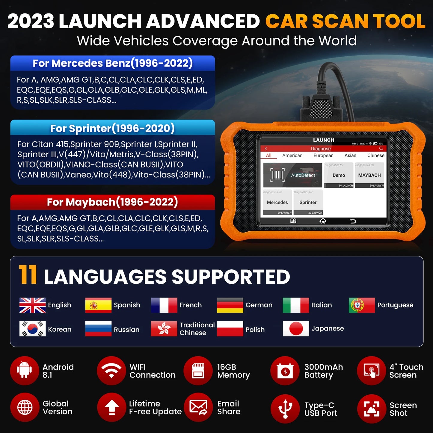 OBD2 Scanner – Diagnoseapparaat – Auto Scanner – Foutcode Uitlezer – Diagnosetool – Voor Citroën – Volledige Systeemdiagnose – Bi-directionele Communicatie