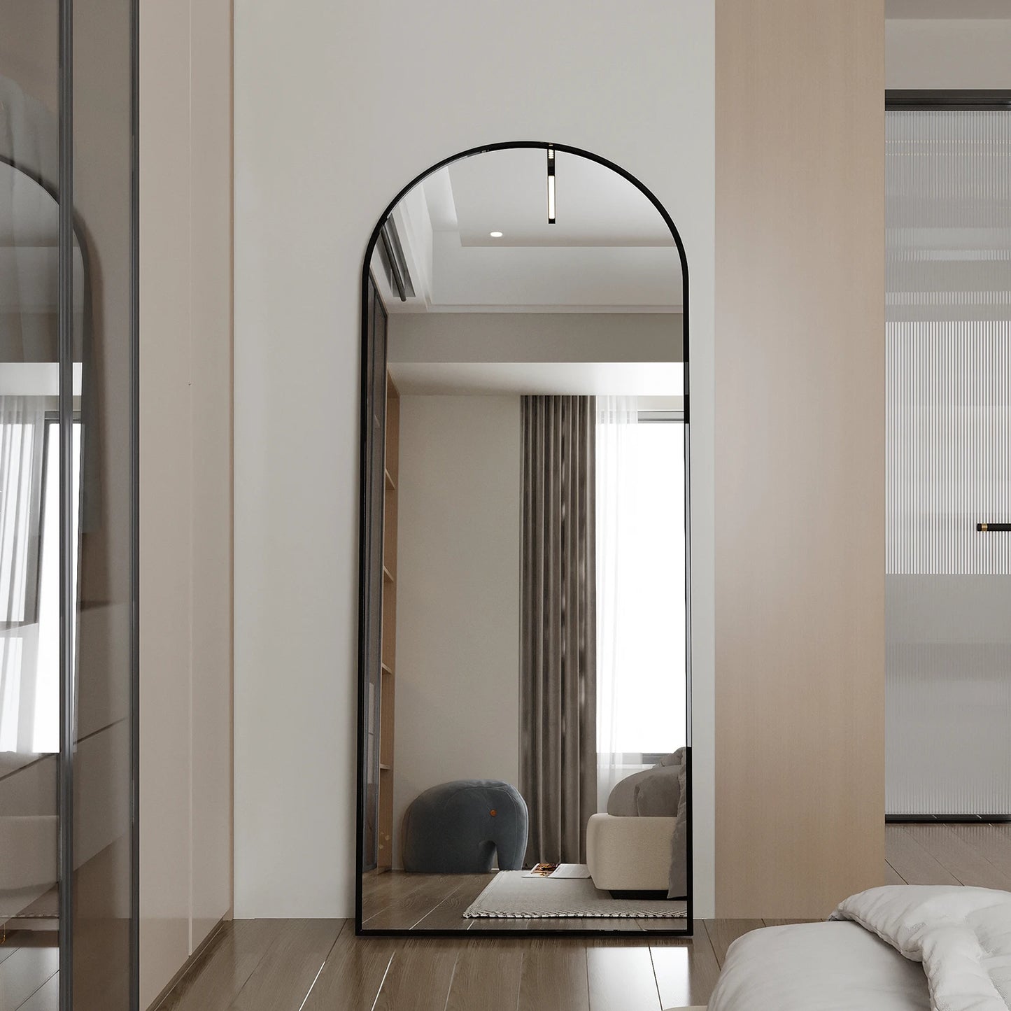 Volledige Lichaam Spiegel – Vloerspiegel – Staande Spiegel – Tuinspiegel – Zwarte Aluminium Spiegel – 180x80 cm – Versterkt Glas